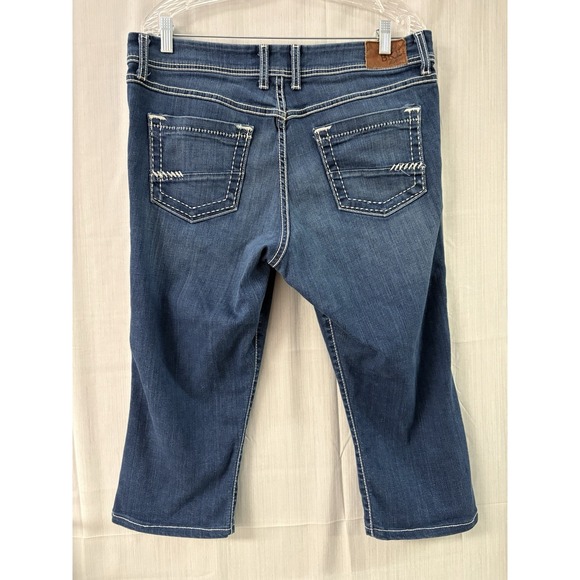 BKE Harper Capri Cropped Medium Wash Wide‎ Stiched Denim Jeans Womens 33" - Picture 6 of 7